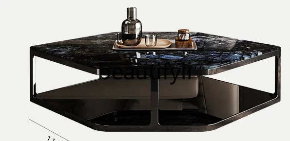 

Modern light luxury marble coffee table living room Italian minimalist large apartment designer special-shaped creativity