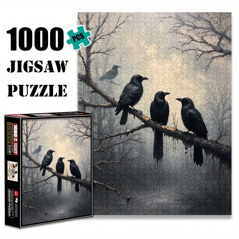 1000 قطعة من أحجية الصور المقطوعة لتجميع الغراب - ألغاز ورقية متقدمة ومقاومة للماء والخدش للبالغين، والمتعة العائلية، وحمالة الصدر