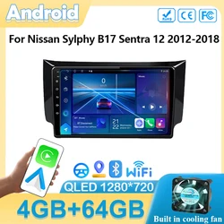 Autoradio Android per Nissan Sylphy B17 Sentra 12 2012-2018 navigazione GPS Head Unit Stereo 5G WIFI Multimedia Wireless Carplay