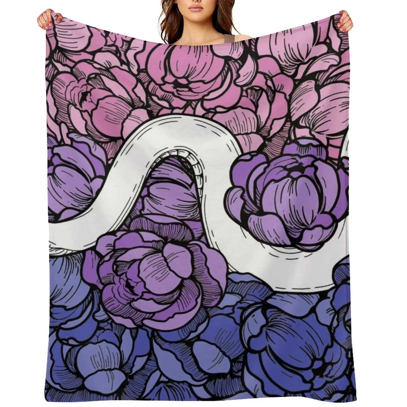 

Bisexual Pride Floral Snake Design Throw Blanket christmas decoration For Decorative Sofa Comforter wednesday Blankets