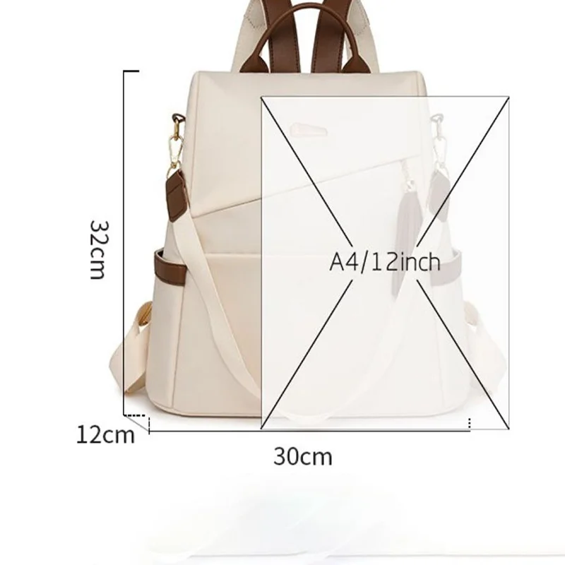 Damenrucksack, großes Fassungsvermögen, verstellbare Schultergurte, Reißverschluss, lässiger Universitätsstil, Schulrucksack