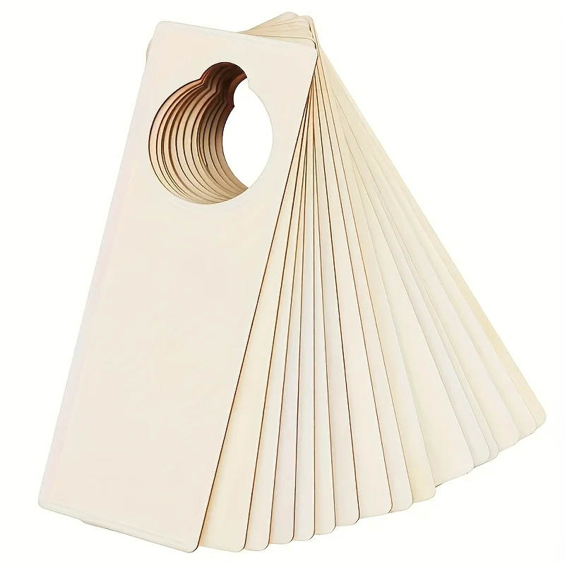 10PCS DIY Wood Blank Door Handle Tags Unfinished Memo Boards Indoor Outdoor Home Decor Handmade Craft Gift for Friends Family