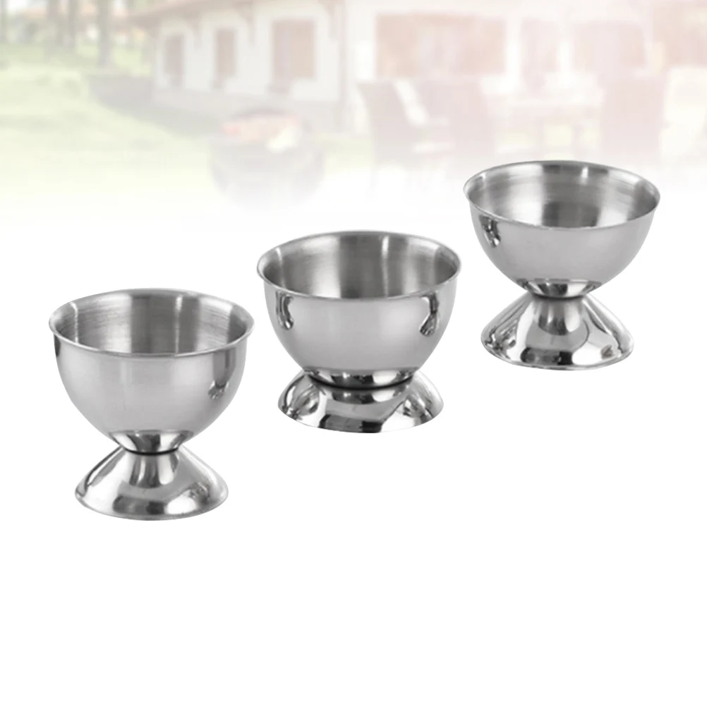 

3 Pcs Stainless Steel Egg Cup Silver Color Kitchen Creative Steamed Racks Egg Holder Tray Modern Design Safe