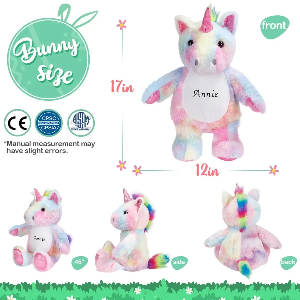 17in Children Plush Doll Pillows Rainbow Unicorn Cute Stuffed Animals Sitting Unicorn Toys for Girls Kids Birthday Gift Home