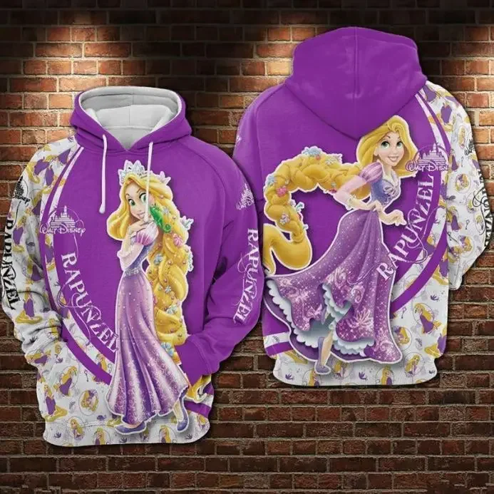 Disney Girls Hoodie MINISO Women's Hoodie 3D Printing New Pullover Rapunzel Women's Hoodie Oversized Women's Clothing