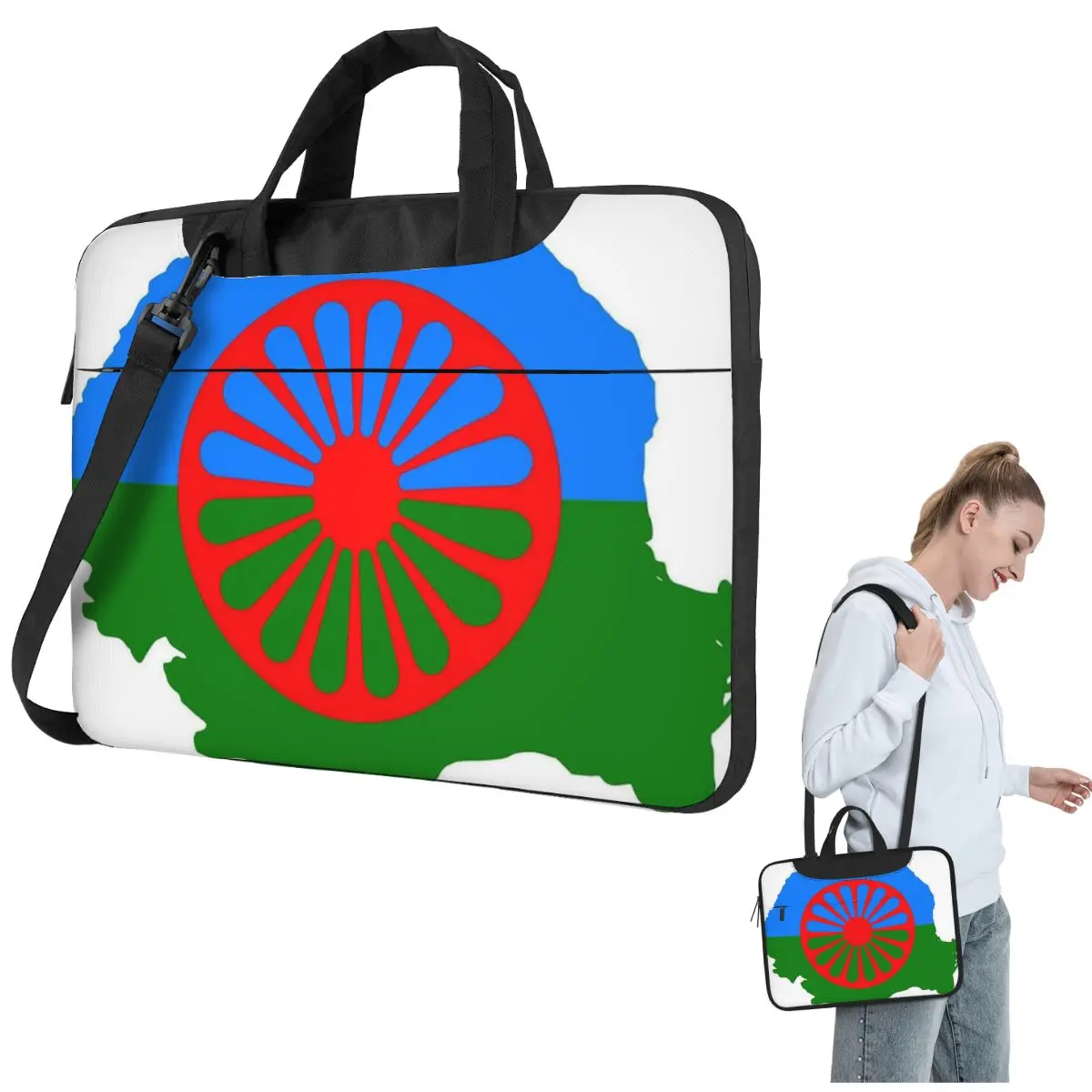 Personalized Gypsy Flag Crossbody Laptop Bag Case Computer Bag 13 14 15.6 Inch Notebook Pouch for Macbook Pro