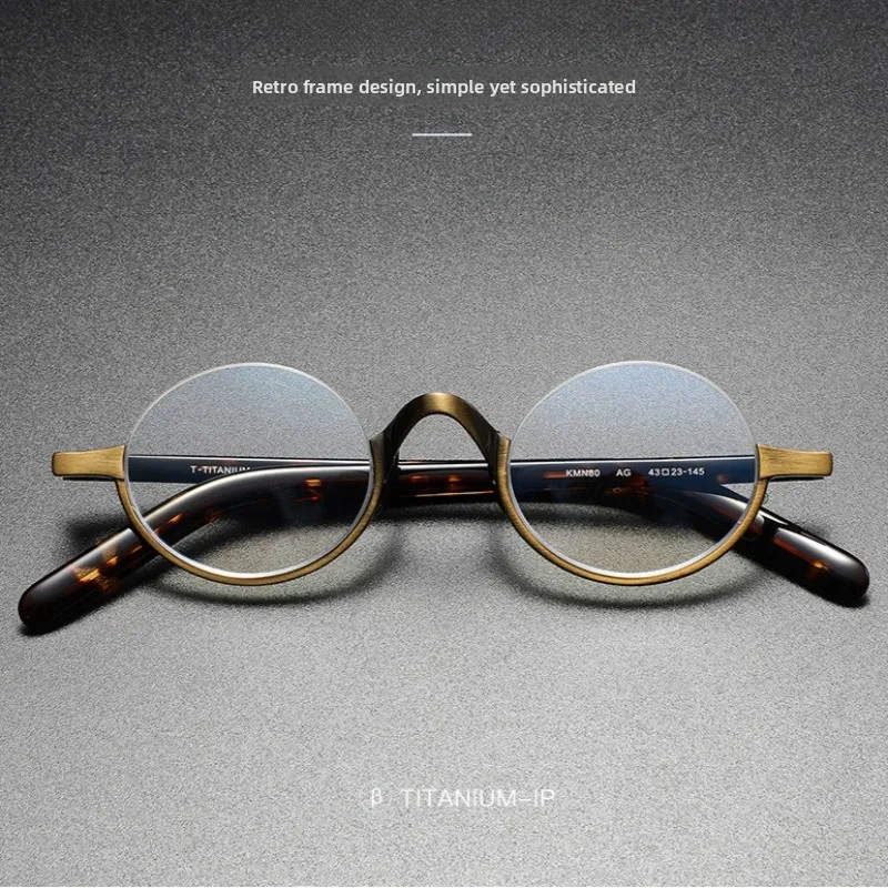 CLLOIO Trendy Durable Small Oval Reading Glasses Anti Blue Light Titanium Frame Acetate Temple Progressive Prescription Eyewear