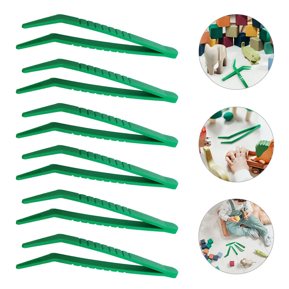 

6Pcs Plastic Curved Head Tweezers Kids Tweezers Fine Motor Skills Training Sorting Craft Beads Collecting Forceps