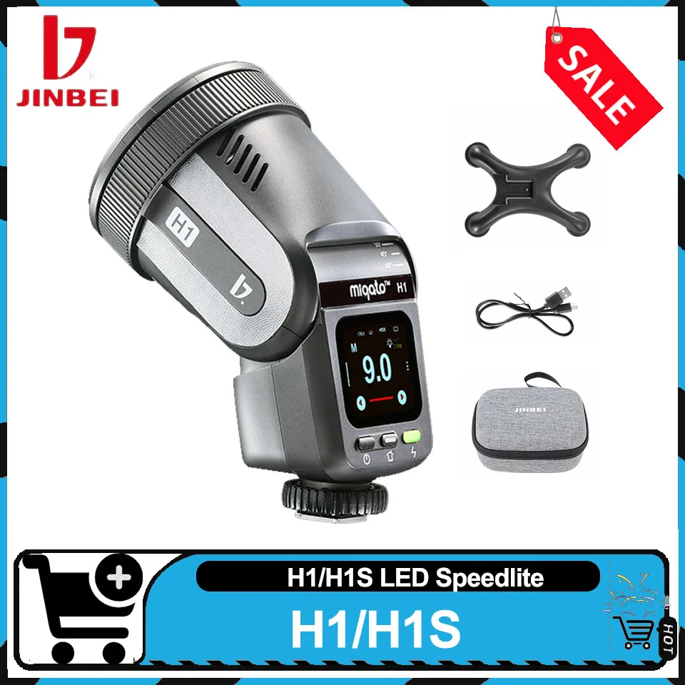 

JINBEI H1/H1S LED Speedlite TTL HSS GN28 on-Camera Flash 3W 2700-6500K Video Fill Light compatible with Sony Fuji Canon Nikon
