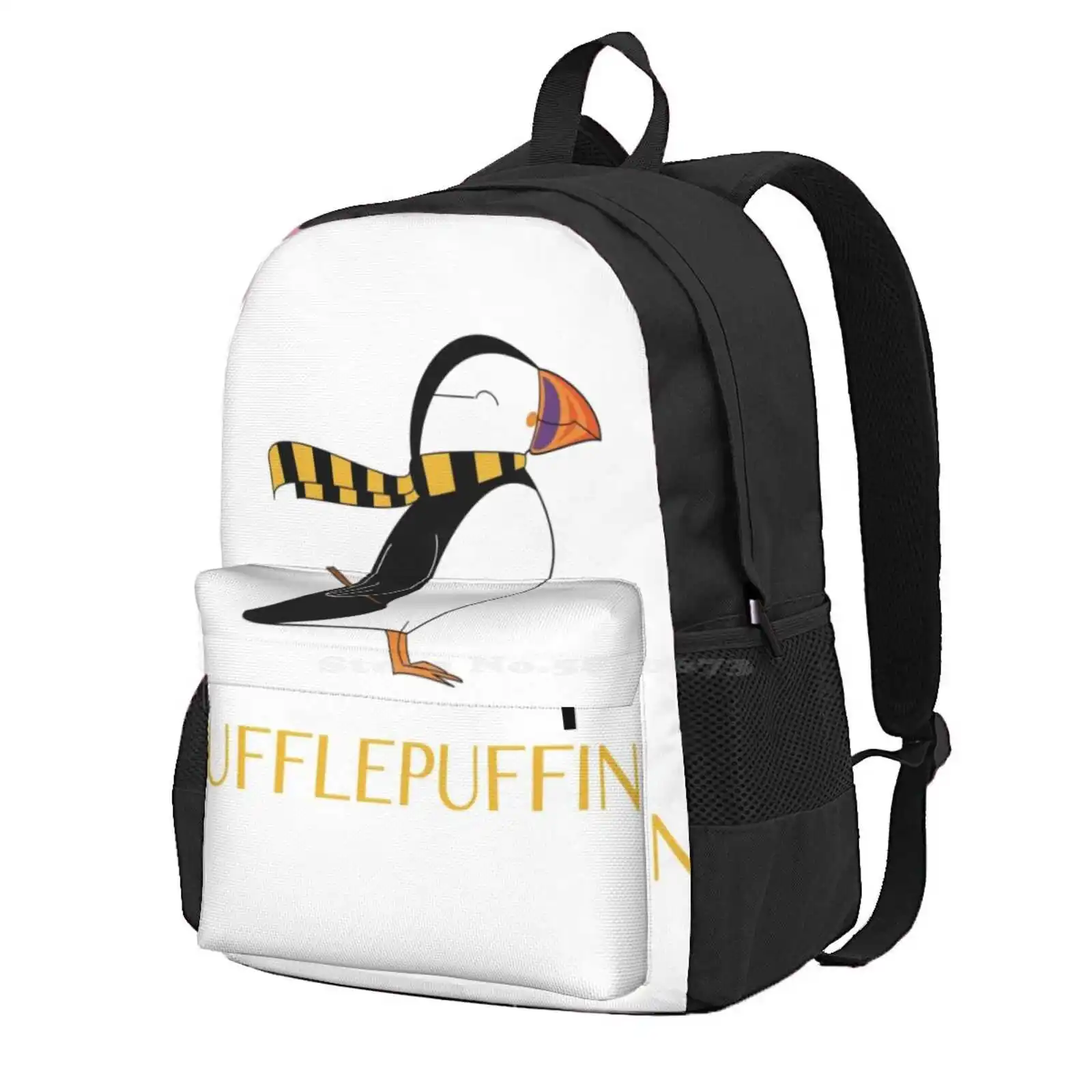 Hufflepuffin Hot Sale Schoolbag Backpack Fashion Bags Puffin Animal Bird Yellow Black Witch Wizard Wand Magic