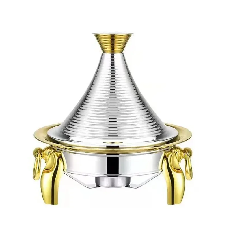 Commercial Stainless Steel Dry Pot Stove Three Layer Hammered Pattern Shallow Soup Cooker for Bullfrog Spicy Hot Pot