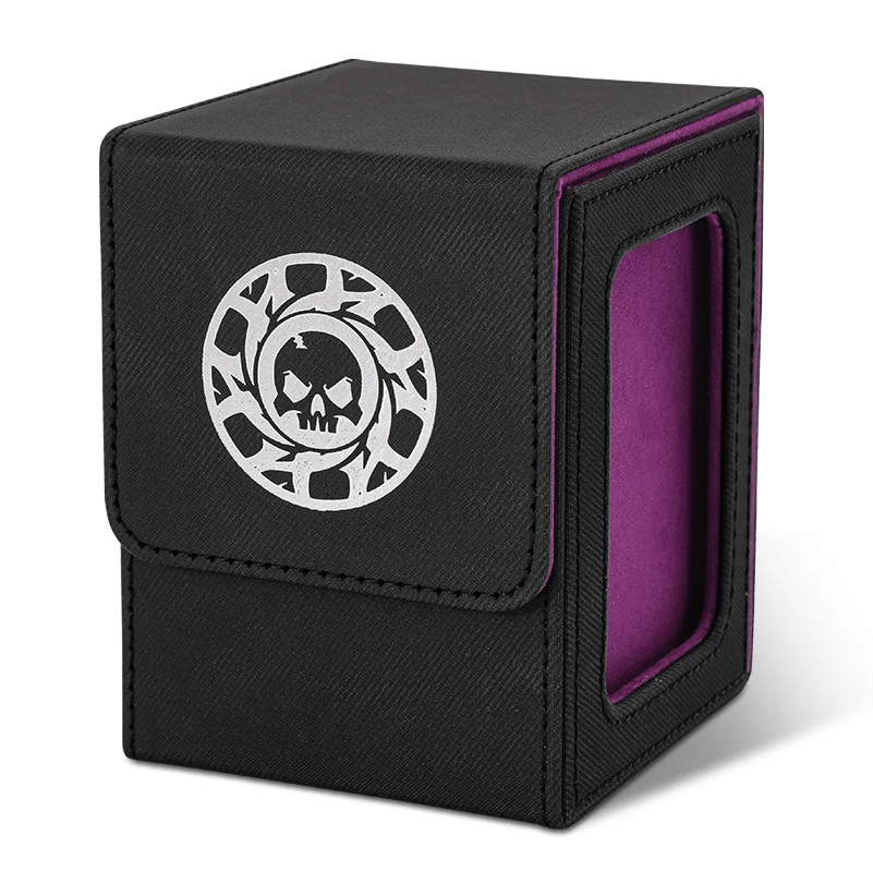 Card Deck Box for TCG with Display Window for 100+ Double Sleeved Cards, Magnetic Card Storage Box Fits for CCG Sports Trading