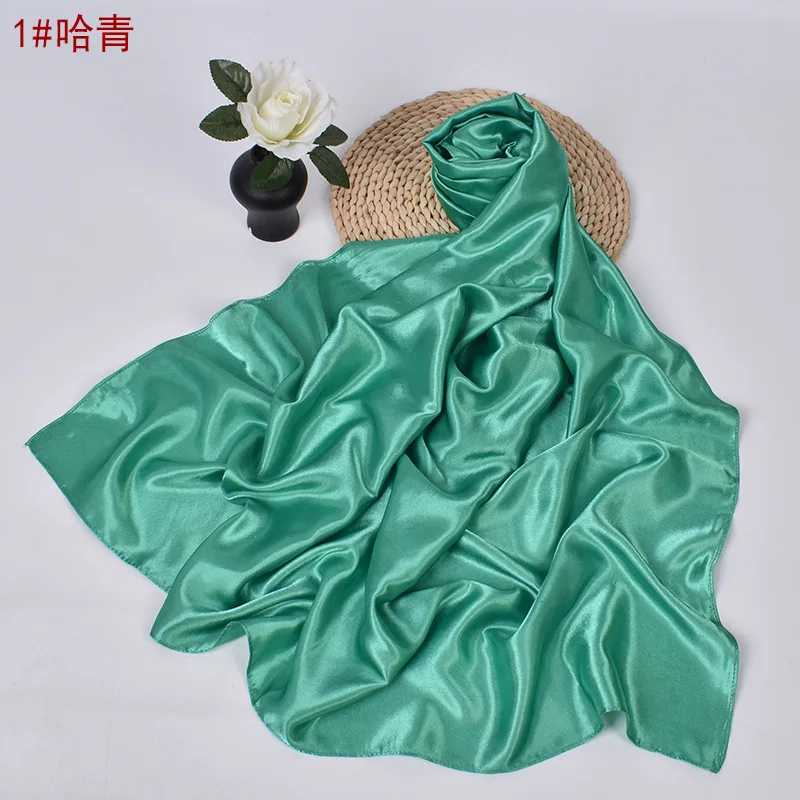 New Satin Silk Scarf 60/90/110Cm Square Carre De Soie Femme Women Four Seasons Hair Scarve Muslim Hijab Solid Bandana Femme