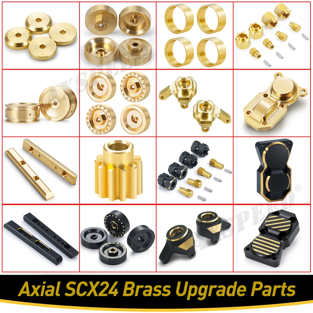 

AXSPEED Axial SCX24 Upgrade Parts Brass Counterweight Wheel Hex Adapter Axle Diff Cover Steering Knuckle Girder Motor Gears