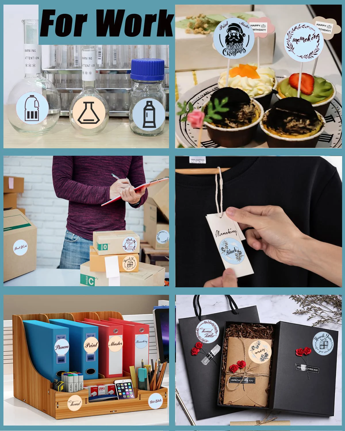 50x50mm 140/ロール ブルー/ピンク/カーキ ラベル - 防水粘着ステッカー 小売ギフト包装用配送タグ M110 M120用