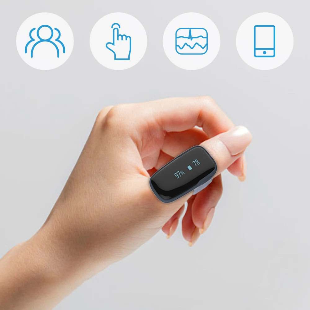 

Wellue Oxylink Rechargeable Pulse Oximeters Heart Rate Monitor Sleep Tracker SpO2 Level Soft Silicone Ring Oxygen Sleep Monitor