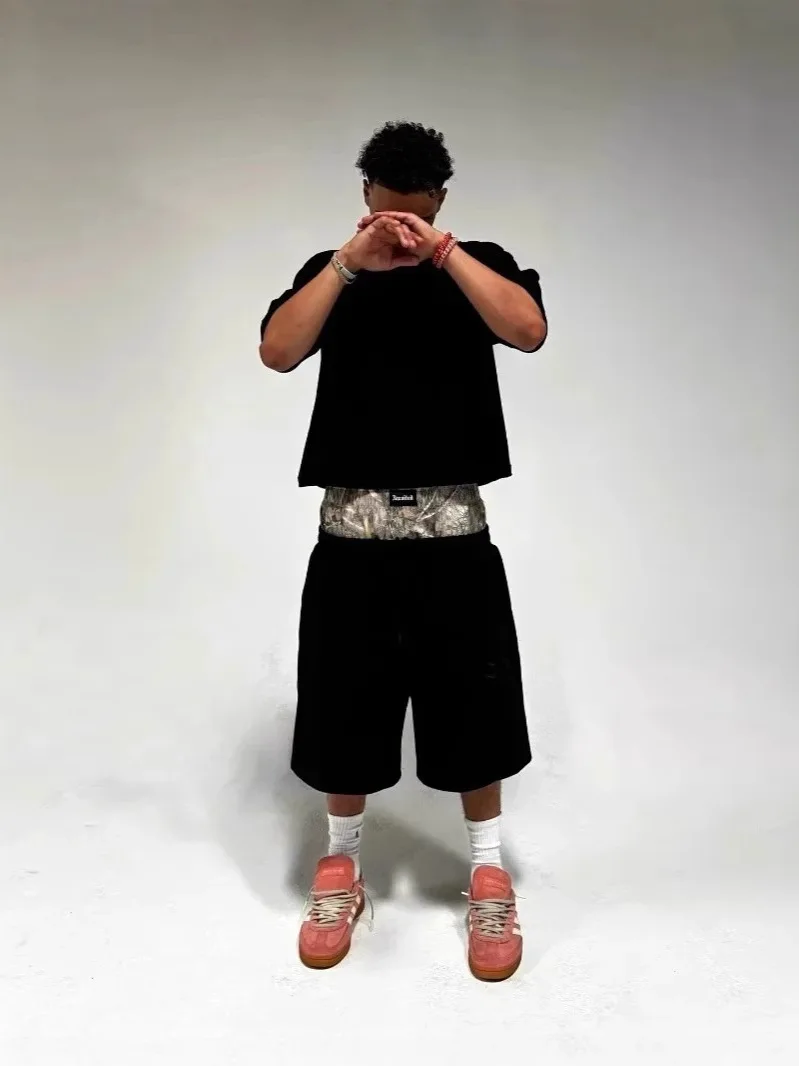 

Мужская повседневная футболка свободного покроя с двойной талией в американском стиле High Street Sle, прямая трубка из хлопка, летняя мода