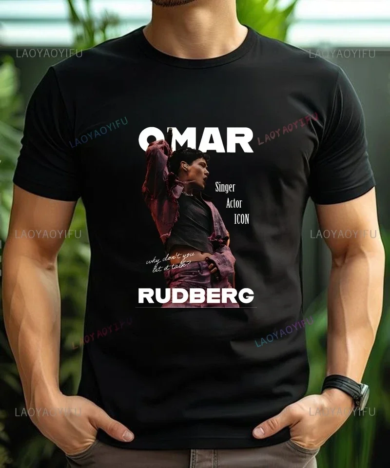 Famosa cantora Omar Rudberg clássico pôster impresso camisa, unissex todos os dias casual street wear, camiseta de algodão elegante