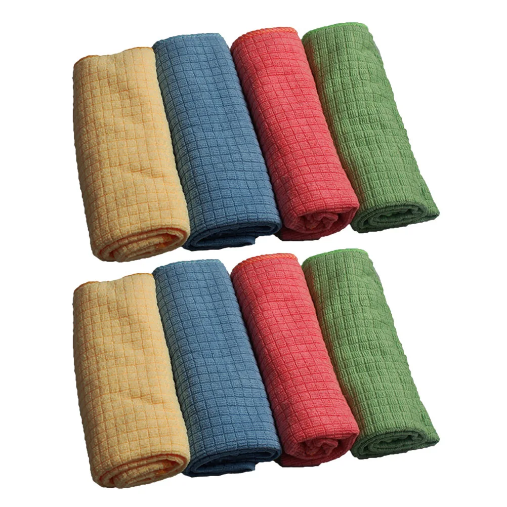 8pcs Absorbent Cleaning Cloth Kitchen Towel For Washing Dishes Scouring Pad Household Supplies Mixed Colors High Water