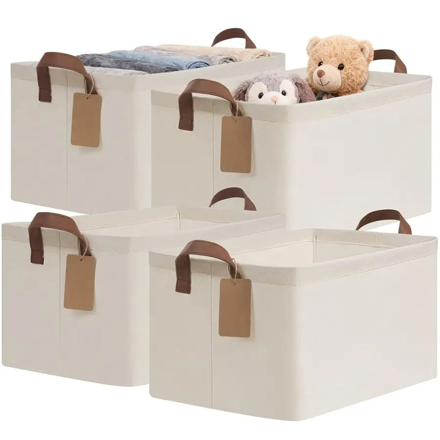 

4-упаковка больших корзин для хранения полок, складные контейнеры-органайзеры для шкафа с металлическим каркасом, тканевые контейнеры для хранения одежды