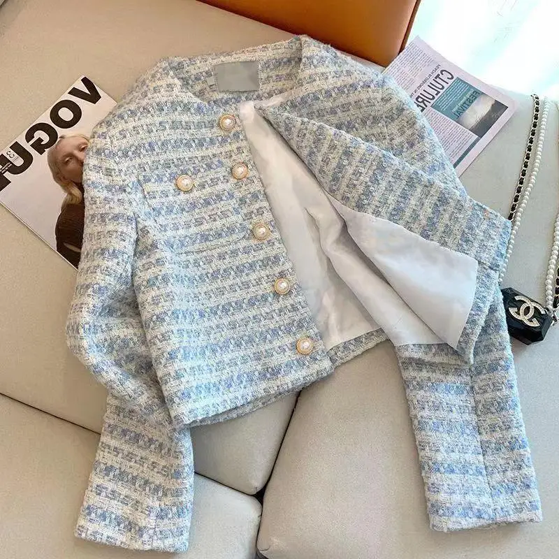 

Xiaoxiangfeng короткая женская куртка, весна 202, новинка, высококачественный топ с длинными рукавами и французским светским темпераментом