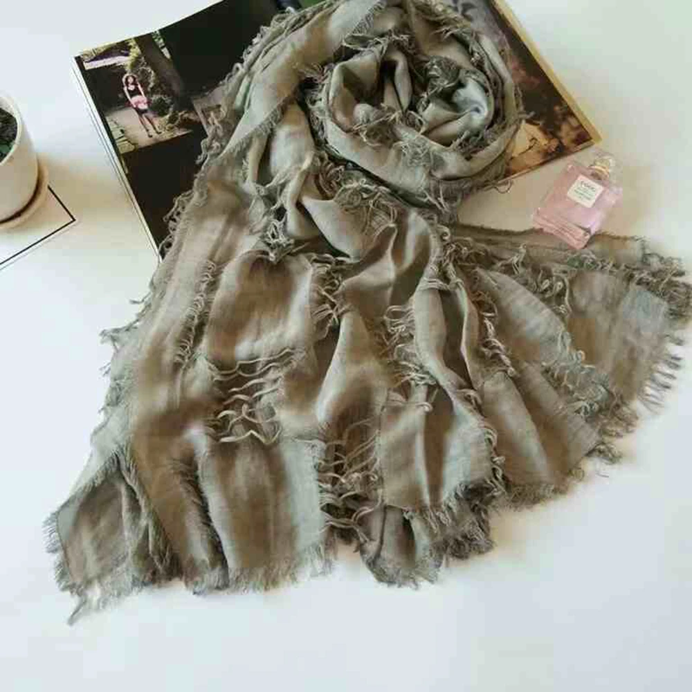 Vintage Tassel Scarf Ruins Style Futuristic Spicy Girl 2000s Unisex Men\'s Women\'s Autumn Winter Styles Solid Color Trend Scarf