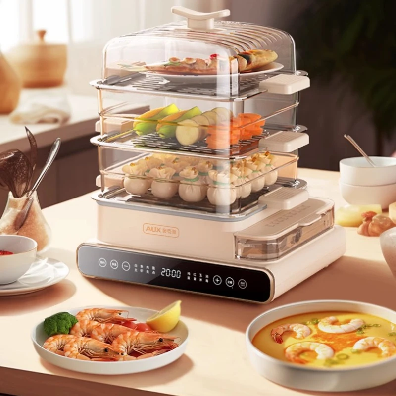 Electric Steamer Multi-Functional Integrated Household Three-Layer Stainless Steel Large Capacity Box Breakfast Machine Timing