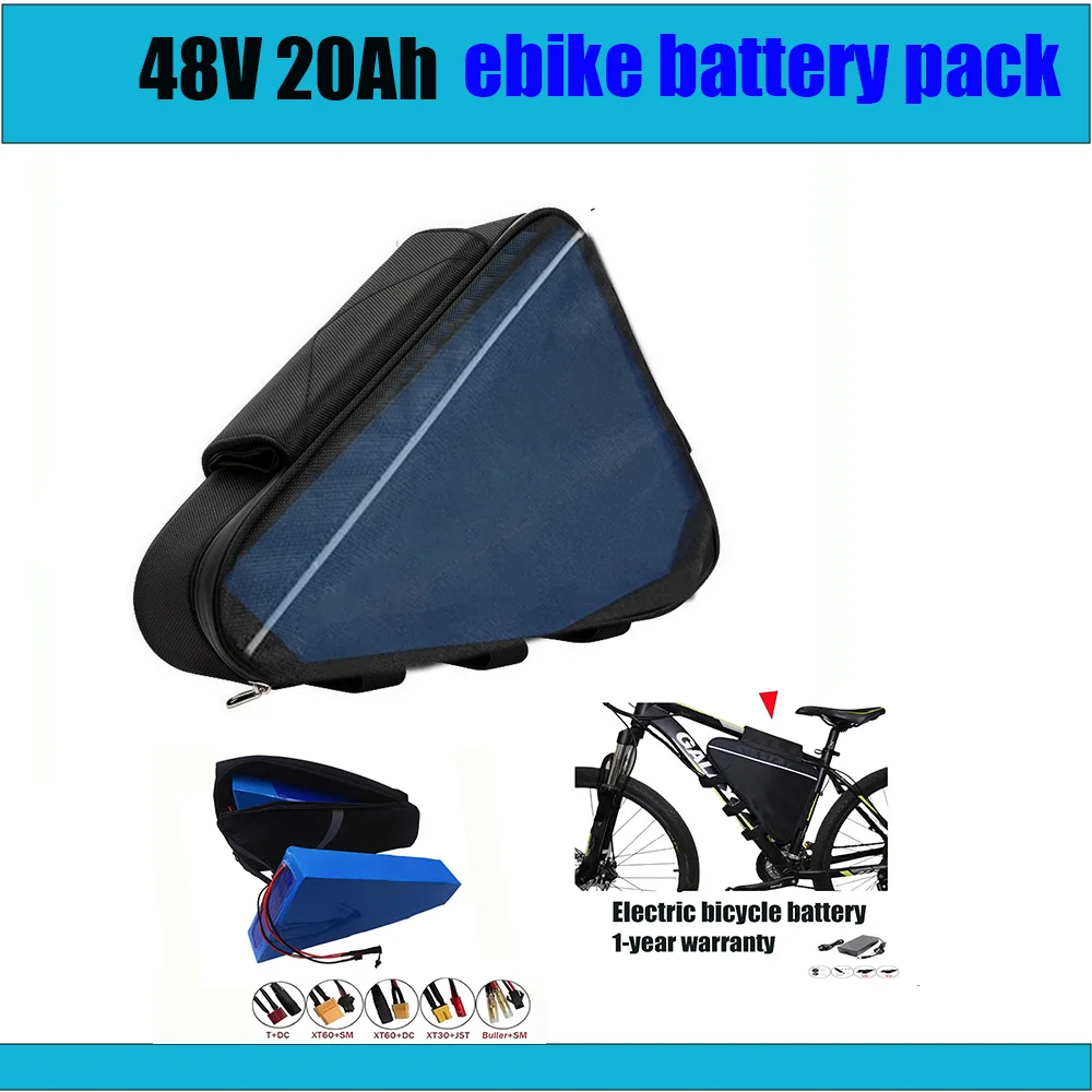 

New 48V Triangle Huge Capacity 20AH40AH high quality Pack Built in 80A BMS For 250W-3000W SuperPowerful 18650 batteries+charger