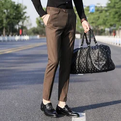 2023 New Boutique Striped Formal Business Office Mens Suit Pants Groom's Wedding Dress Comfortable Stretch Male Trousers 29-40