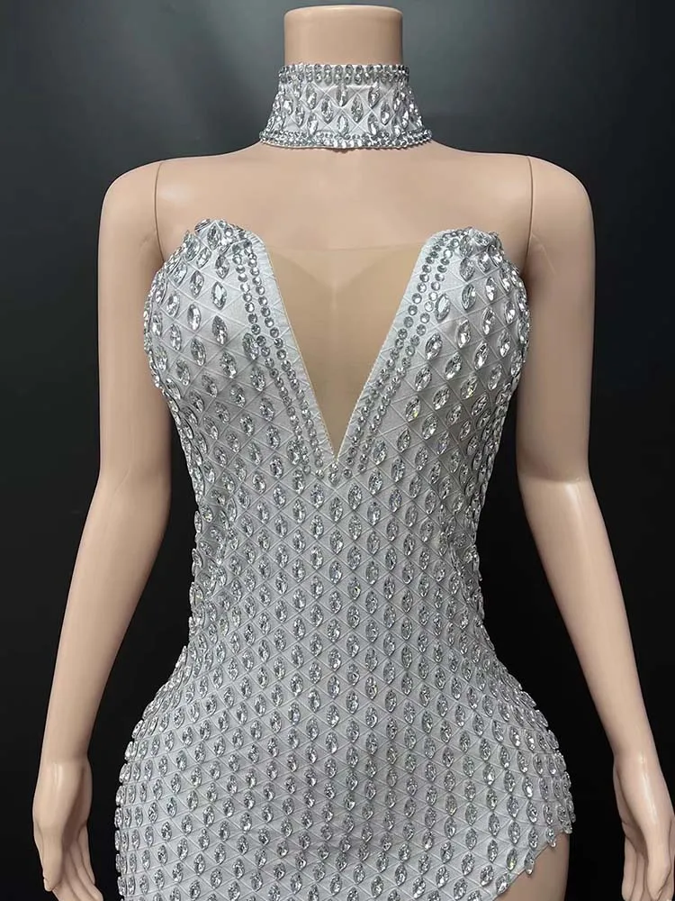 High Quality Hot Stamping Sexy Neck Hanging Elastic Slit Dress 2025 New Fashionable Custom Women'S Clothing