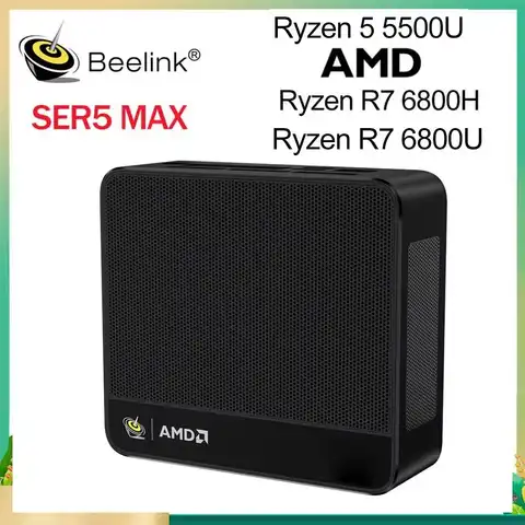 Computer da gioco desktop Beelink Mini PC SER5 MAX AMD Ryzen R7 6800H 6800U R5 5500U 16GB 32GB 500GB 1TB SSD WiFi 6 Ventola silenziosa