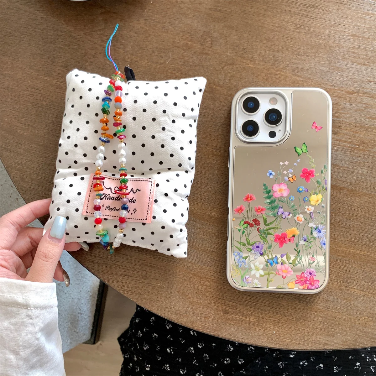 

New mirror-finish colored butterfly flowers Phone Case For iPhone 16 15 14 13 Pro Max fundas case Protective cover funda iphone