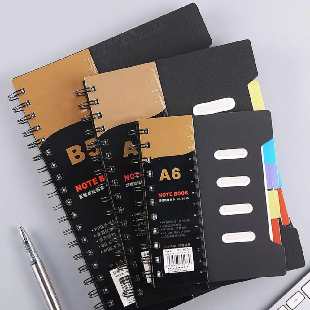 Cuaderno de papel grueso Premium para oficina, cuaderno en espiral A5/b5 con divisores, páginas gruesas para escritura suave