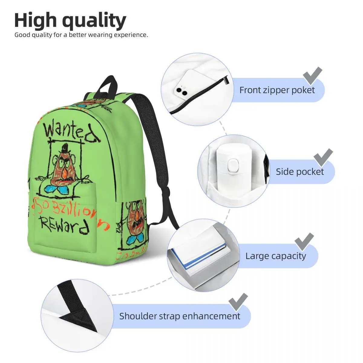 Hiking Wanted Mr Potato Sturdy Shoulder Harajuku Design Disney Toy Story Andy Film Kindergarten Bag Female Children's Bags