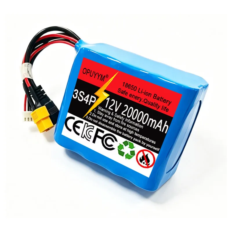 18650 3S4P Lithium Ion Battery 12V 20000mAh Built‑in BMS High Power Rechargeable for V030 GPS Remote Control Fishing Bait Boat view 3