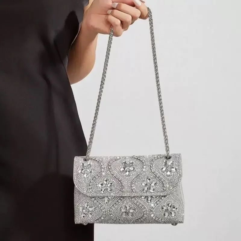 Niche Diamond-encrusted Women's Senior Banquet Shopping High-quality Mobile Phone Lipstick Storage Bag