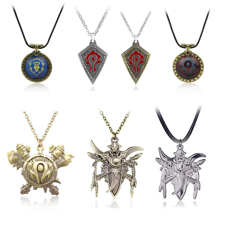 Game Jewelry WOW World Of Warcraft Hearthstone Necklaces Alliance Tribe Horde Metal Pendant Charm Choker Necklace For Men Women