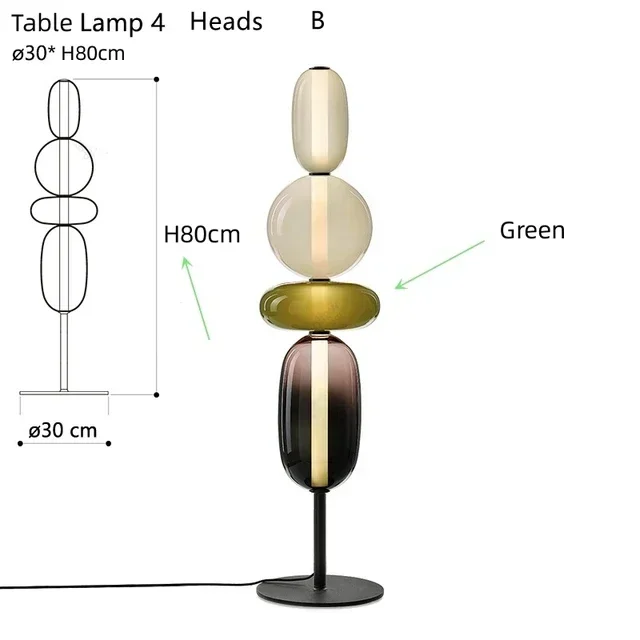 HomeLover Italienische kreative LED-Stehlampe aus farbigem Glas für Wohnzimmer, Schlafzimmer, Arbeitszimmer, Tisch, Bonbonlichter, Innenbeleuchtung und Heimdekoration 7