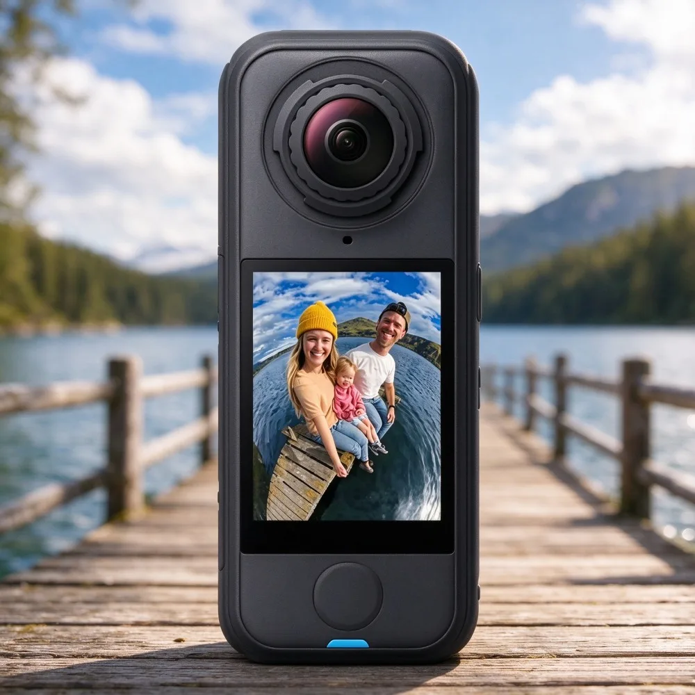 4K 2K Lightweight 165g 360 Camera Invisible Selfie Stick Effect Replaceable Lenses Built-in Wind Guard FlowState Stabilization