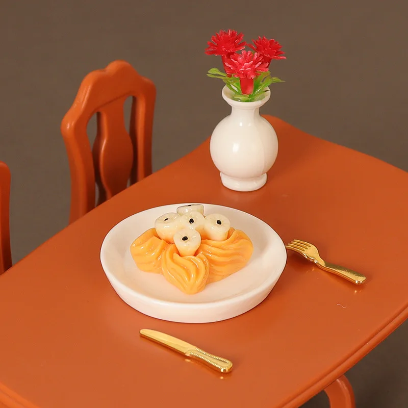 4Pcs /Set 1:6 1:12 Dollhouse Miniature Cake Dishes Set Dollhouse Simulated Dessert  Kitchen Accessories Kid Pretend Play Toy