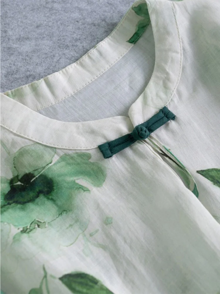 日本製 スレオル スヴェ フラックス ロング ド ヴィンテージ ボタン プリント コットン リネン サマー Aライン スカート 花柄