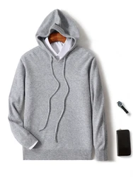 ANGEL Men's Hooded Sweater 100% Merino Wool Basic Pullover Autumn Winter Casual Warm Soft Cashmere Knitwear Comfy Hoodie Tops