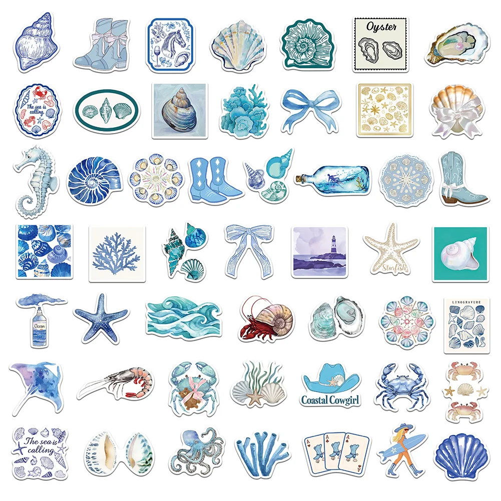 50 قطعة من ملصقات فتاة الساحلية الملونة الجمالية ملصقات الفينيل للفتيات في سن المراهقة الكبار طالب فتاة الشرق الساحلية ديكور غرفة نوم الفتاة