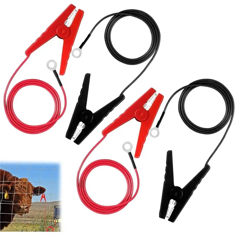ABNM For Reliable Power Transmission 4PC Electric Fence Wire With Alligator Clips 3Ft Electric Fence Connector