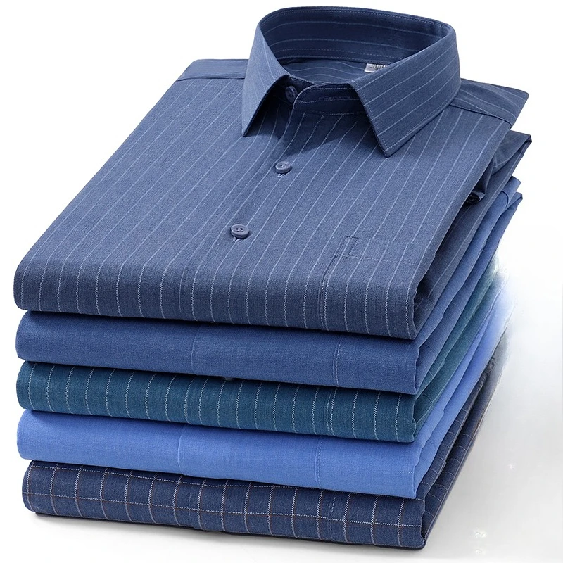 

plus size 8XL Silk long sleeve shirts for men slim fit casual plain shirt single pocket plaid tops soft elegant striped clothes