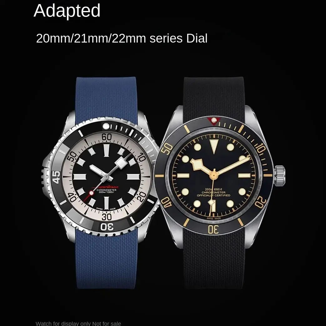 Correa de goma de extremo plano de 20mm/21mm/22mm de liberación rápida para relojes Omega Rolex Cartier Blancpain Jaeger-LeCoultre con hebilla plegable