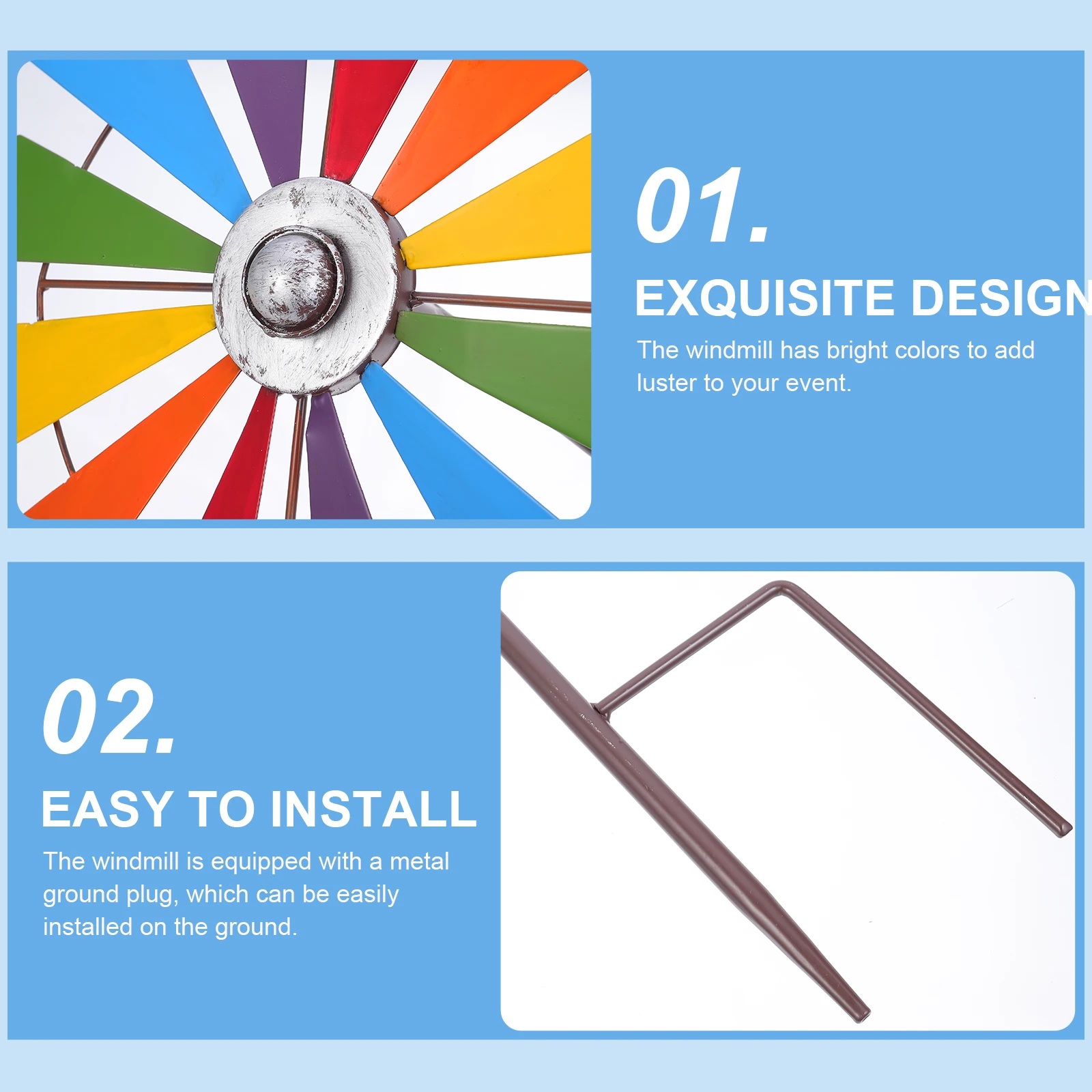 

1pc Iron Art Flower Arranging Windmill Colorful Garden Decoration Outdoor Lawn Courtyard Decor Rural Style Wrought Iron