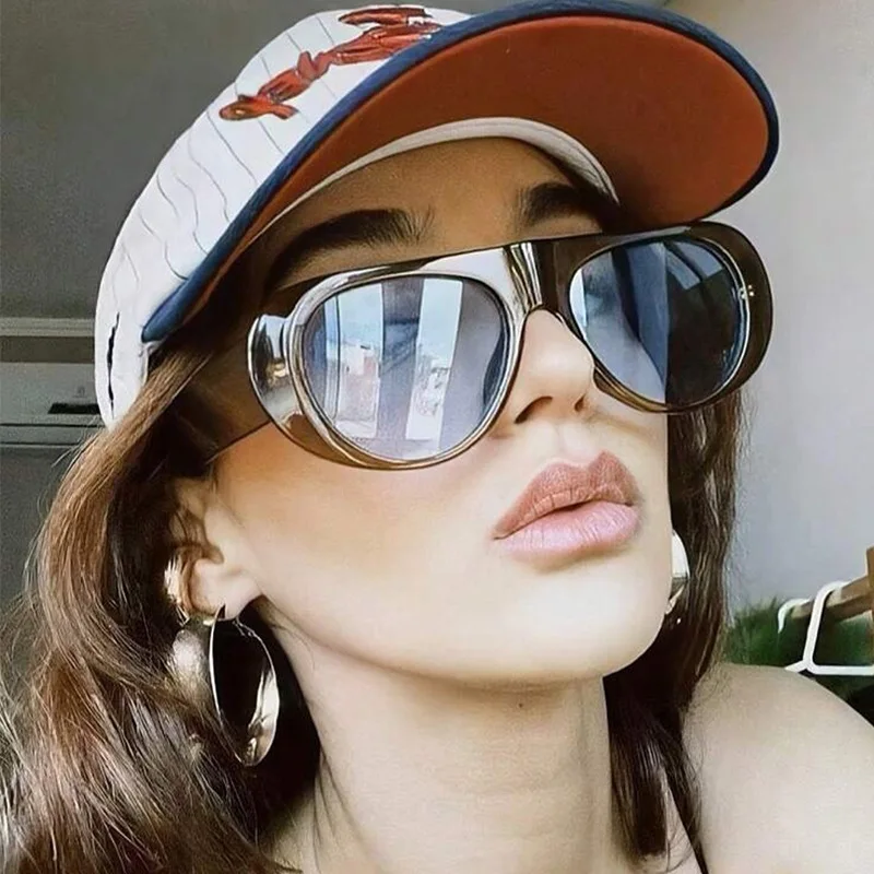 

Retro large frame sunglasses for women fashionable punk sun shading sunglasses design jelly colored personalized round glasses