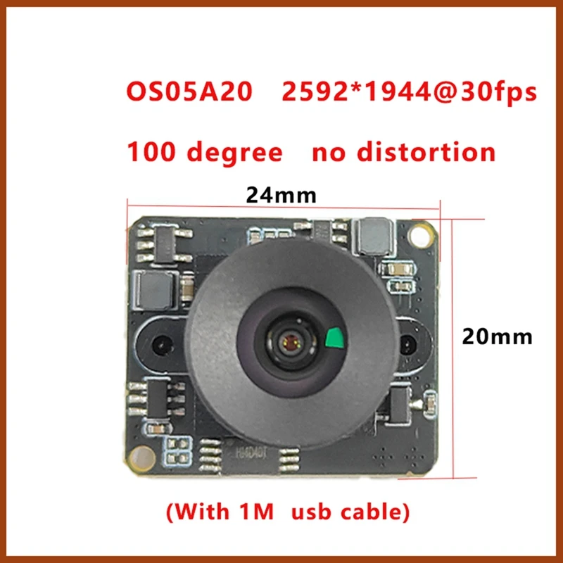 Módulo de câmera USB 2K 5MP Foco fixo 100 graus Mini IP Webcam CMOS OS05A20 2592X1944 MJPG OTG UVC USB Plug Play