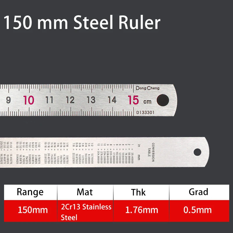 Precisie Rechte Liniaal Staal Metalen Liniaal 150/200/300mm Metrisch Imperiaal Meetinstrument voor 3D-printen Leer Naaien Ambacht